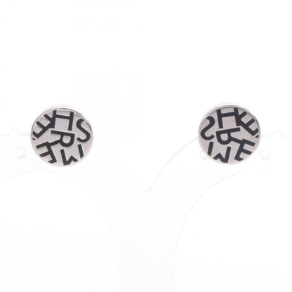 Herms Hermes Logo Round Earrings In Stainless Steel For Women