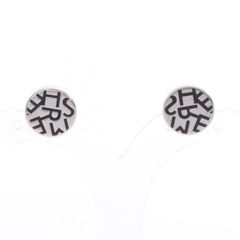 Herms Hermes Logo Round Earrings In Stainless Steel For Women