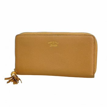 Gucci Bamboo Long Wallet 307984 Leather Beige Champagne