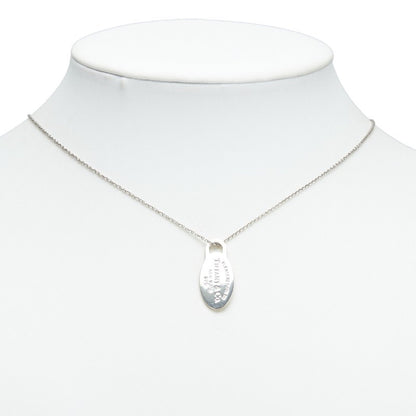 Tiffany & Co. Please Return To Plate Chain Pendant Necklace In 925 Sterling Silver.