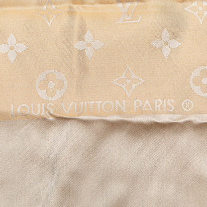 Louis Vuitton Monogram Scarf Muffler Beige Silk