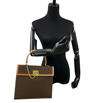 Celine Macadam Blason Triomphe Print Logo Ring Hardware Leather Handbag Mini Tote Bag Brown 328-8