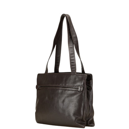 Chanel Coco Mark Tote Bag Handbag Brown Lambskin