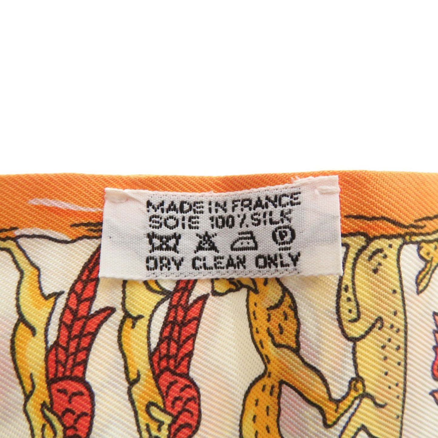 Herms Twilly Alphabet 3 Forest Animal Silk Orange Scarf Muffler 0098 Hermes