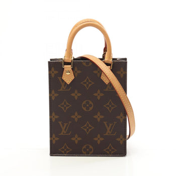 Louis Vuitton Petite Sac Plat Handbag Coated Canvas Leather Monogram