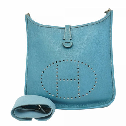 Hermes Herms Evelyn Pm 1 Shoulder Bag In Taurillon Clemence Blue Jean