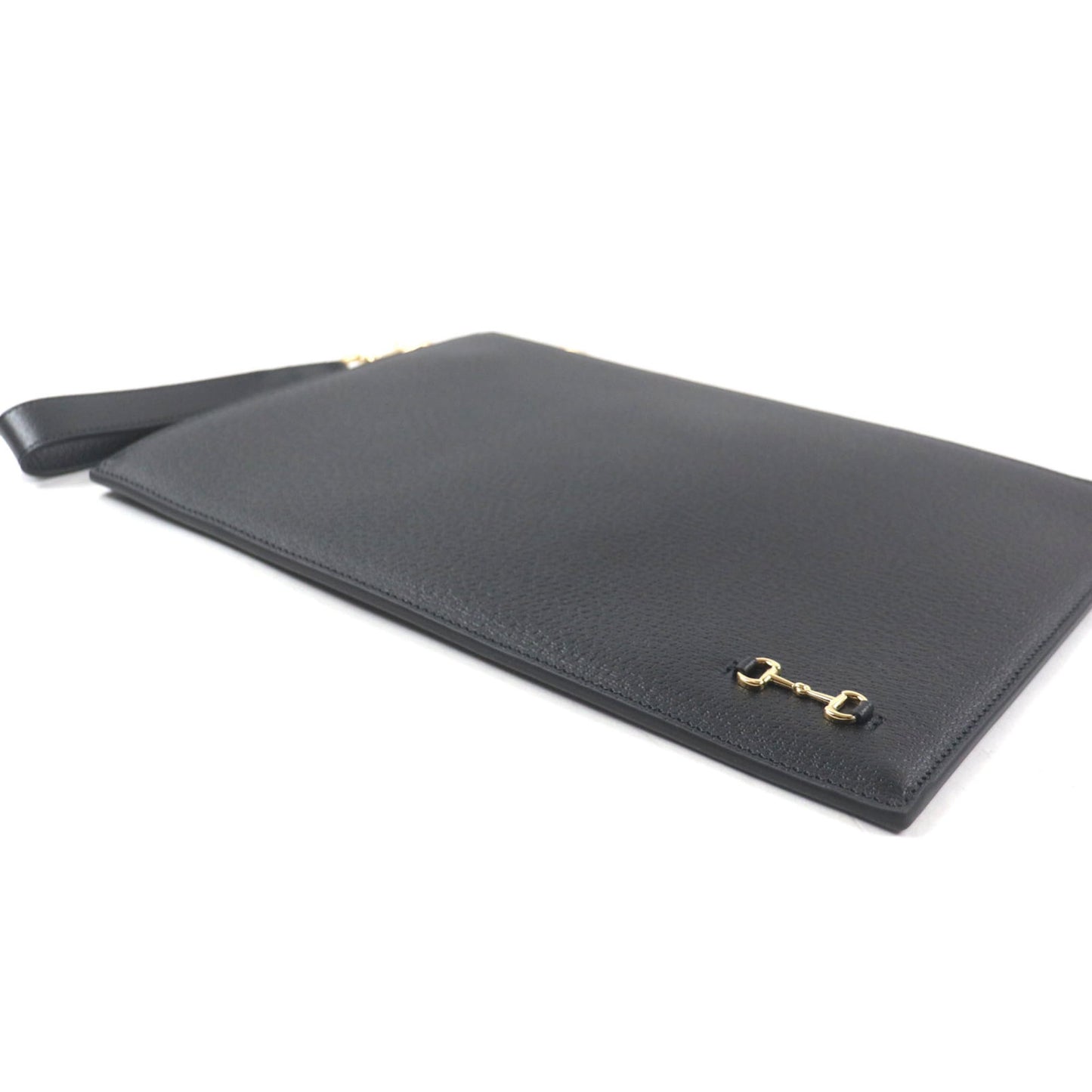 Gucci 700524 Horsebit Leather Clutch Bag With Strap