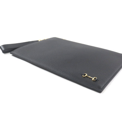 Gucci 700524 Horsebit Leather Clutch Bag With Strap