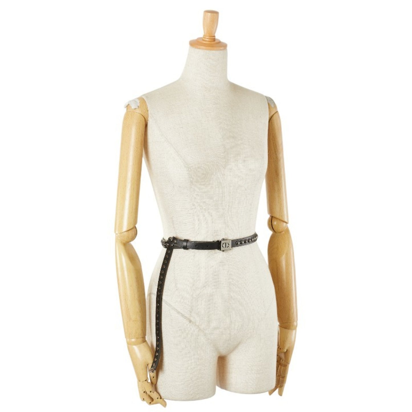 Christian Dior Dior Cd Logo Studded Belt In Black Leather