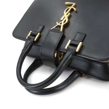 Saint Laurent Baby Cabas 2-Way Hand/Shoulder Bag In Black Leather