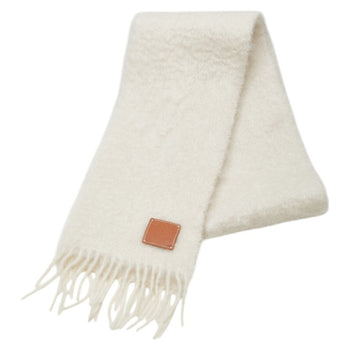 Loewe Anagram Scarf In White Wool