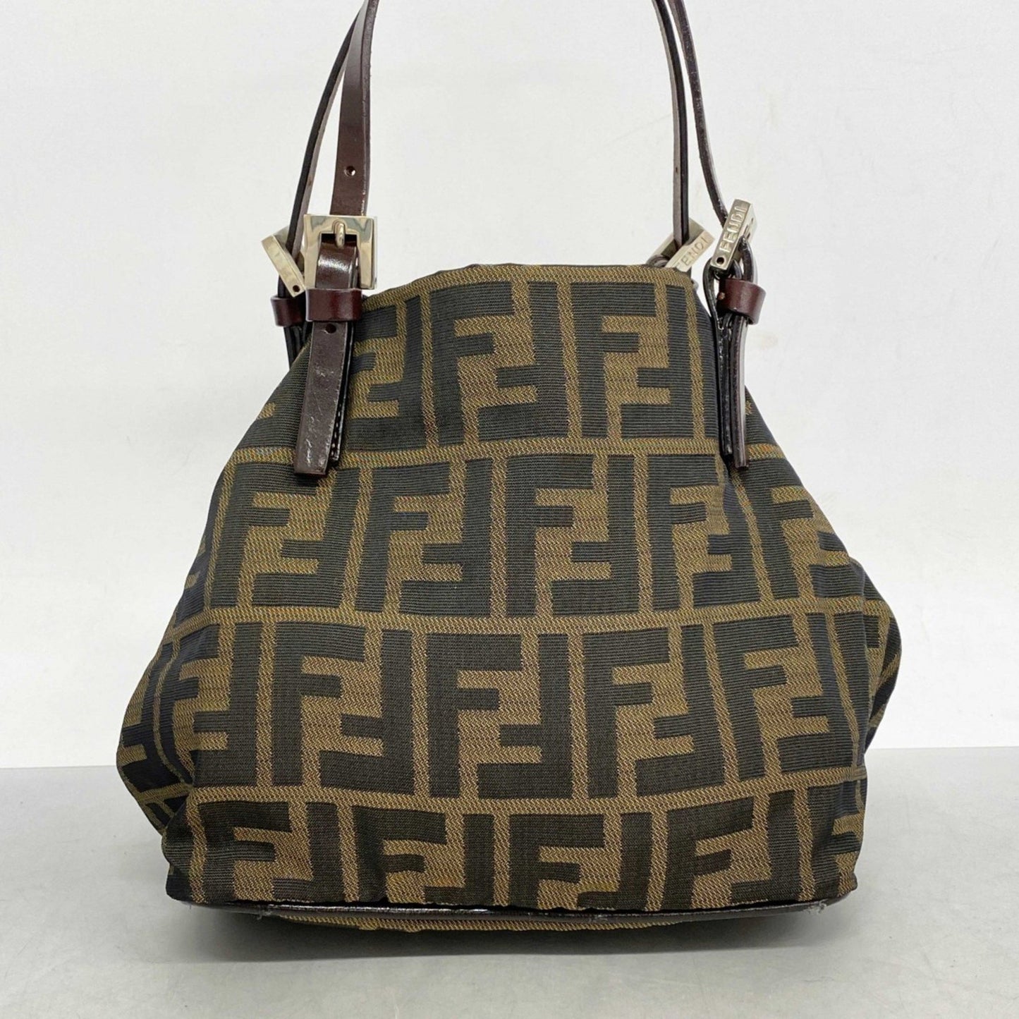 Fendi Zucca Nylon Canvas Handbag In Brown