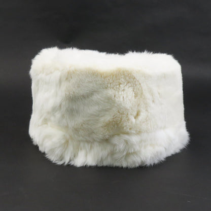 Chanel Scarf Tippet Rabbit Fur Faux Pearl White