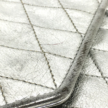 Chanel Quilted Matelasse Bag Chain Pochette Shoulder Bag Silver X Goldhardware