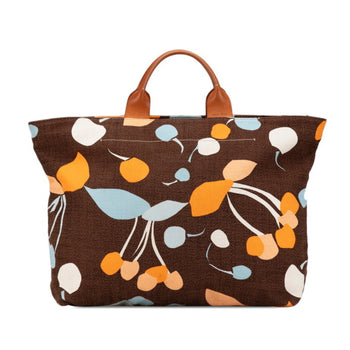 Miu Miu Miu Handbag Tote Bag Brown Orange Canvas Leather