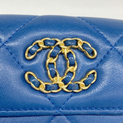 Chanel Tri-Fold Wallet 19 Lambskin Blue
