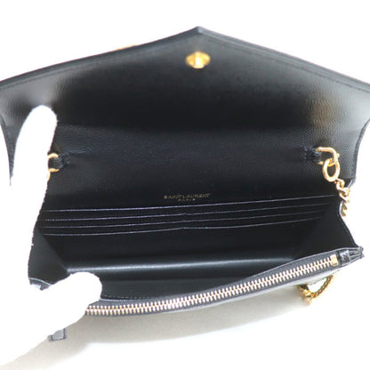 Saint Laurent Cassandra Chain Wallet Shoulder Bag Black 393953