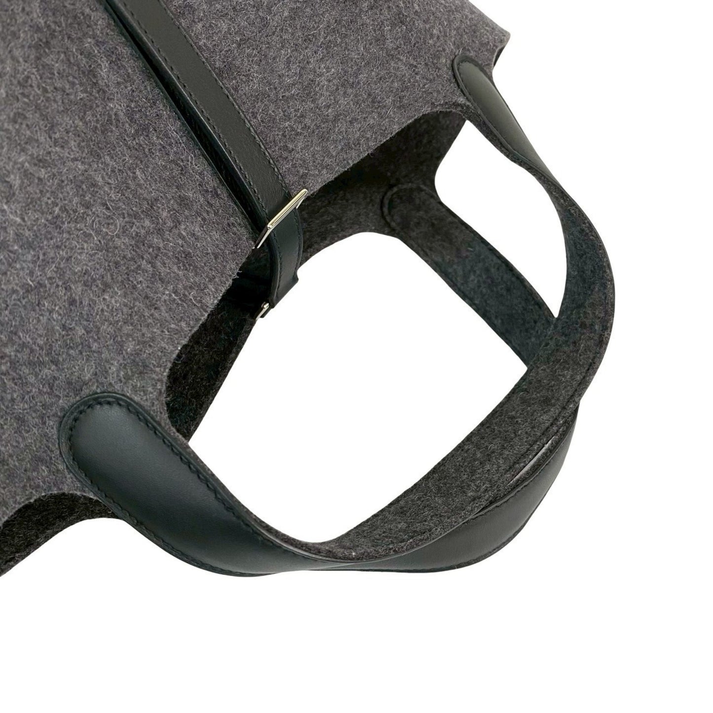 Unused Y-Stamped Hermes Picotin Lock Pm Felt And Swift Leather Handbag In Gray Black