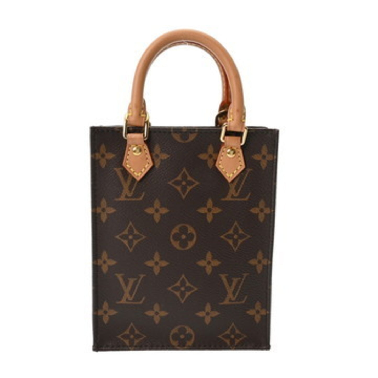 Louis Vuitton Monogram Petite Sac Plat (Old Model) 2-Way Brown M69442