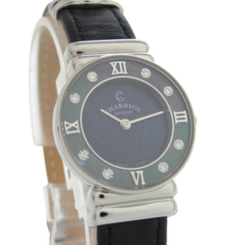 Unused Charriol 028Sbd1.361.574 Stainless Steel Leather Navy Quartz Wristwatch 1432 Charriol
