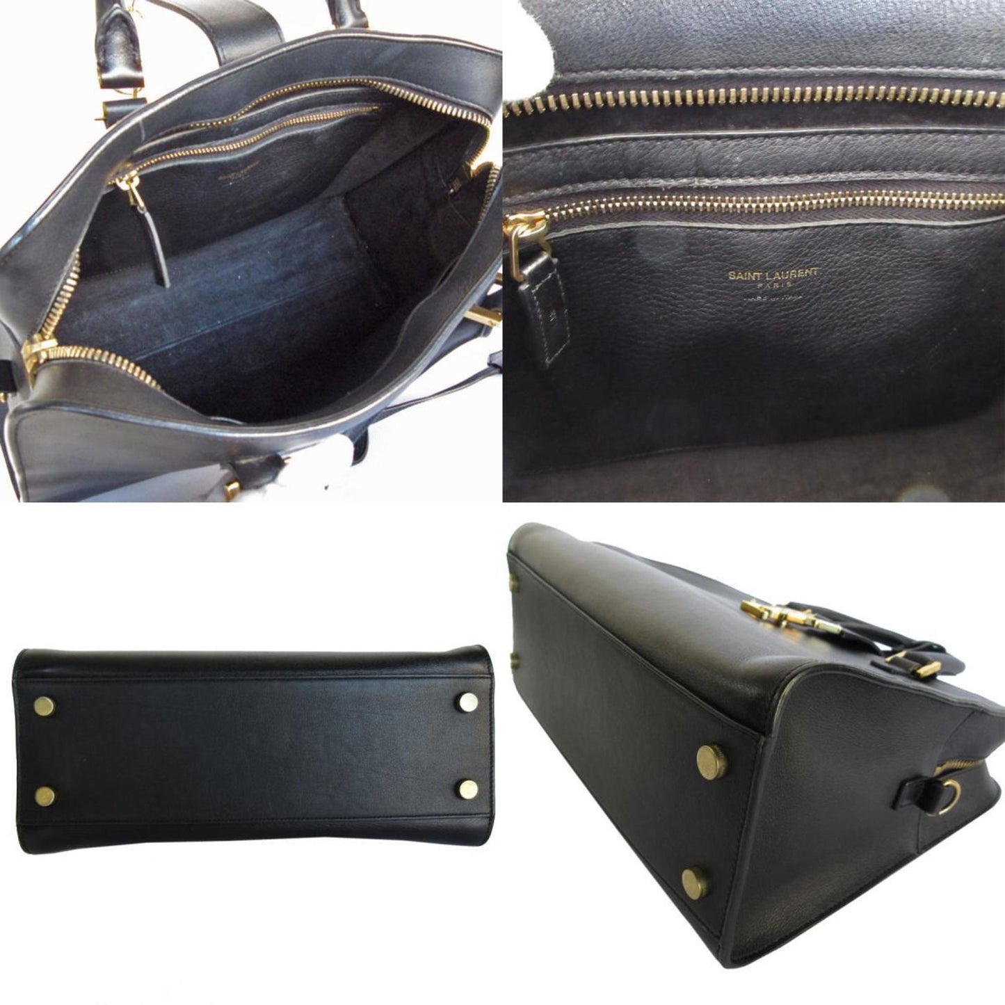 Yves Saint Laurent Baby Cabas Handbag/Shoulder Bag In Black And Gold