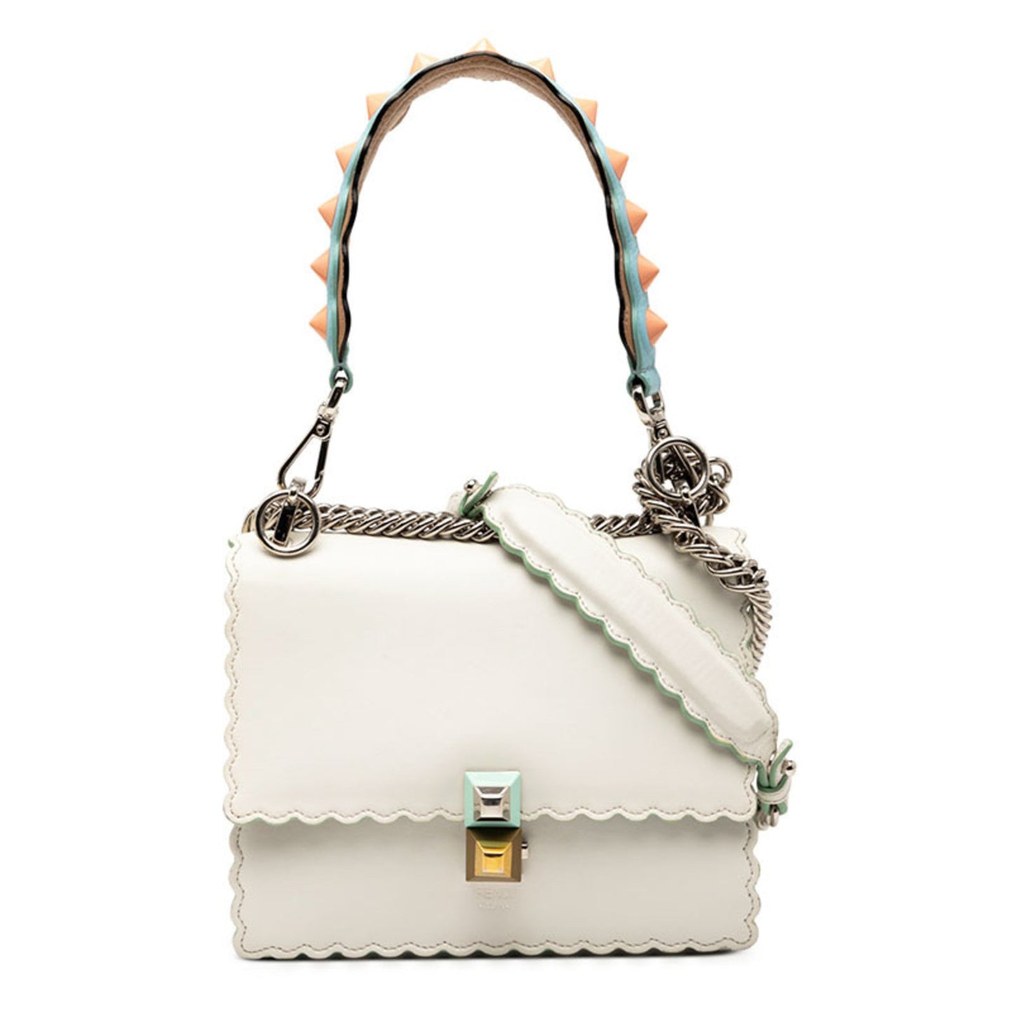 Fendi Mini Canai Handbag/Shoulder Bag 2Way 8M0381 White Leather