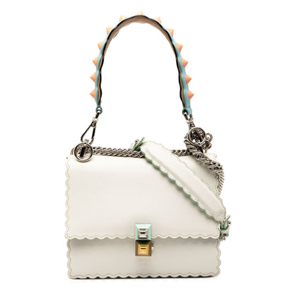 Fendi Mini Canai Handbag/Shoulder Bag 2Way 8M0381 White Leather