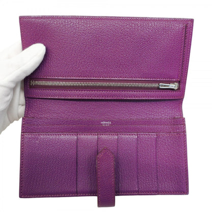 Hermes Herms Bearn Soufflet Chevre Mysore Violet Long Wallet