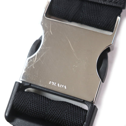 Prada Tessuto Triangle Logo Plate Nylon Saffiano Leather Belt Bag/Body Bag Black