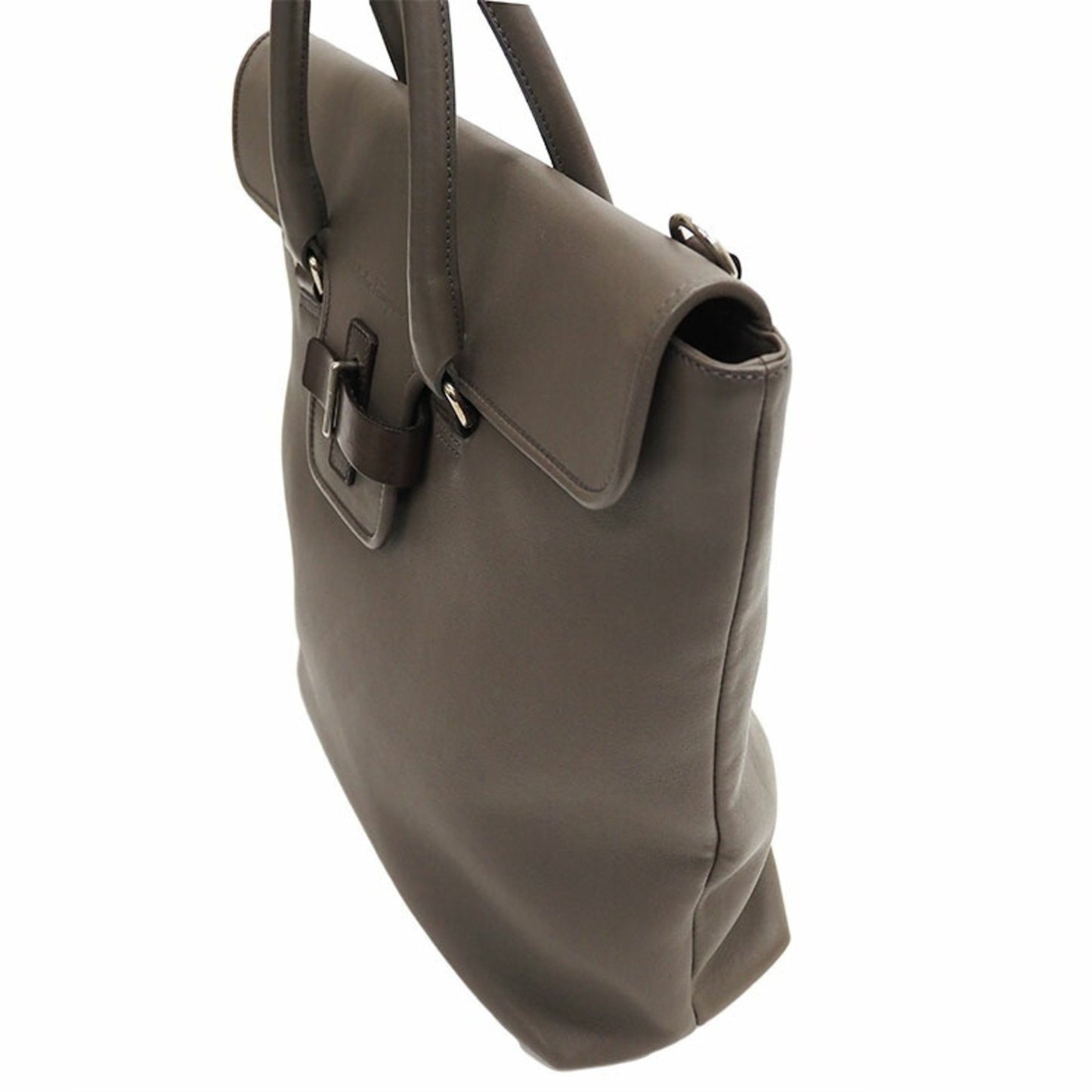 Salvatore Ferragamo Leather Large Tote Bag Greige Belt Flap