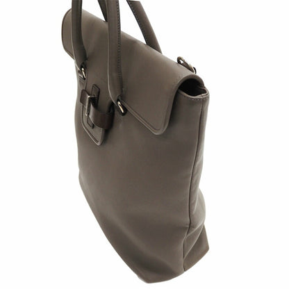 Salvatore Ferragamo Leather Large Tote Bag Greige Belt Flap