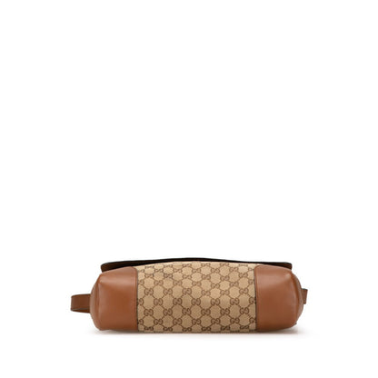 Gucci Gg Canvas Shoulder Bag 353401 Beige Brown Leather