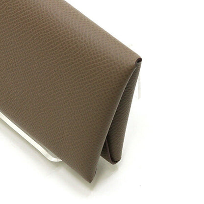 Hermes Herms Calvi Duo Epsom Leather Etoupe W Stamp Card Case/Coin Case