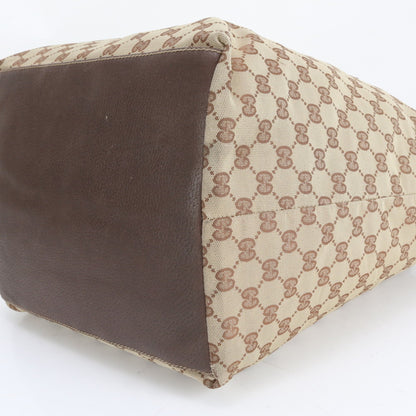 Gucci Gg Canvas Sherry Line Leather Tote Bag