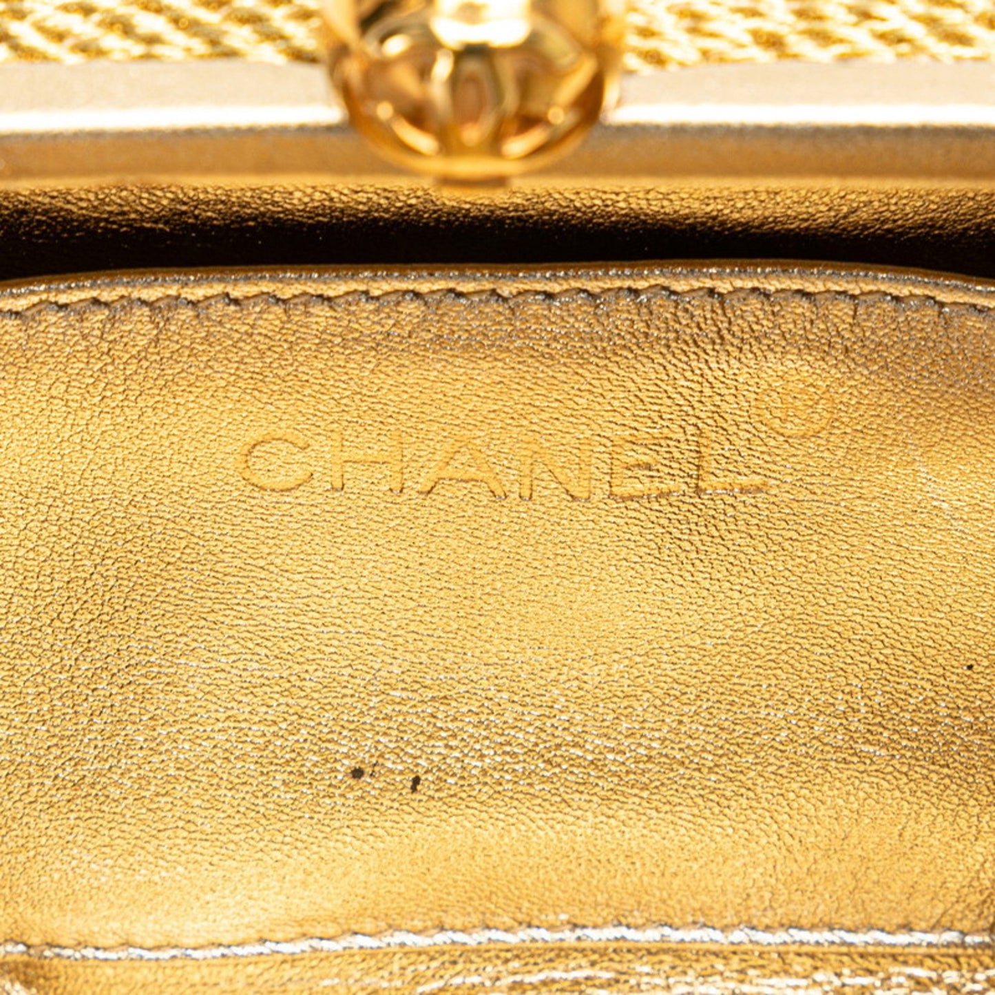 Chanel Coco Mark Clasp Chain Shoulder Bag In Gold Glitter Canvas