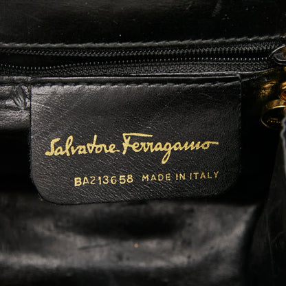 Salvatore Ferragamo Gancini Shoulder Bag In Black Leather