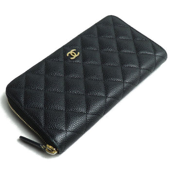 Chanel Classic Long Zip Wallet Round Black A50097