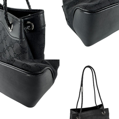 Gucci Shoulder Bag Gg Canvas Leather Black