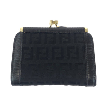 Fendi Vintage Zucca Black Gold Hardware Canvas Wallet/Coin Case Compact Wallet
