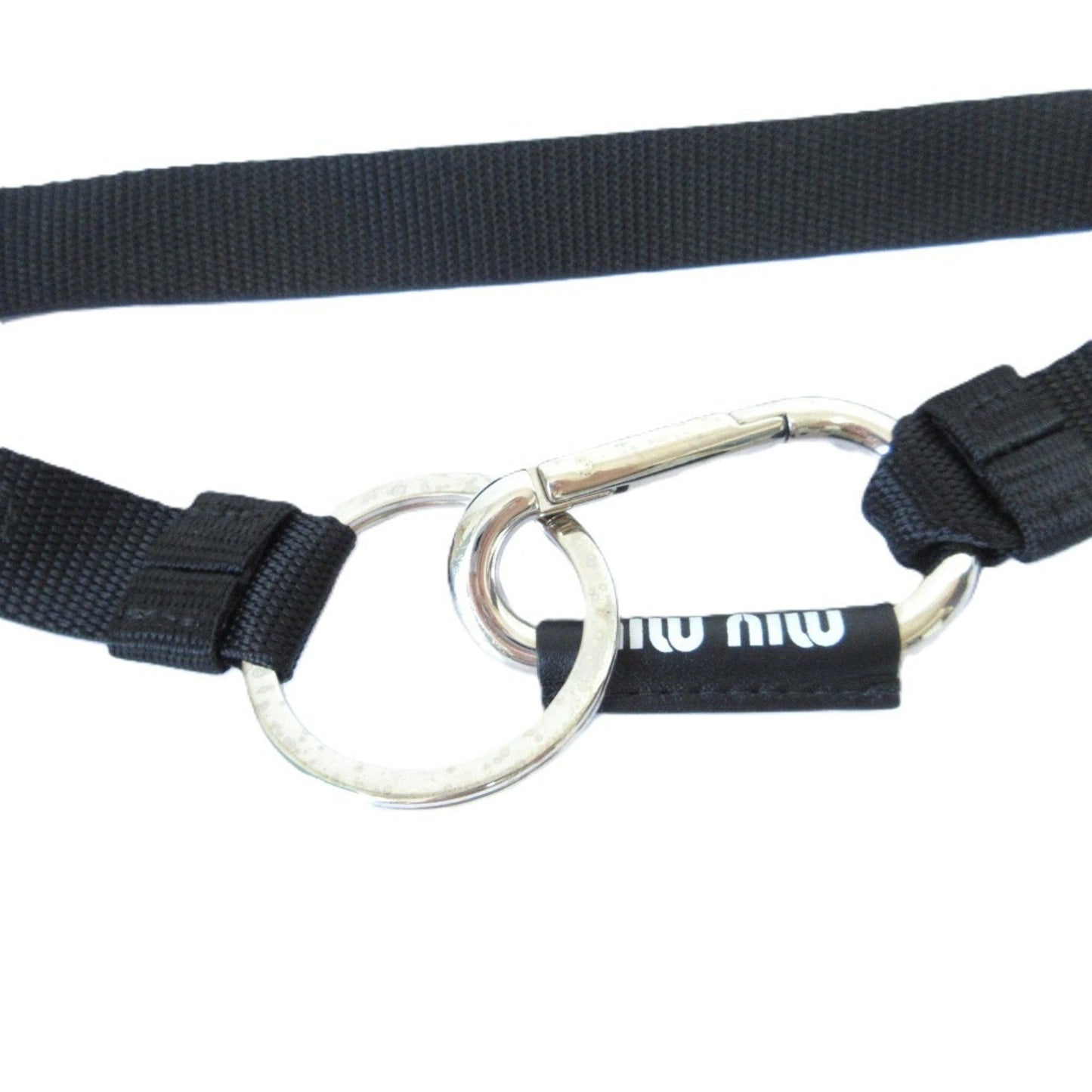 Miu Miu Miu Trick Carabiner Shoulder Strap Keychain In Black