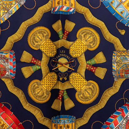 Herms Carr 90 "Les Tambours" Tambour Drums Scarf