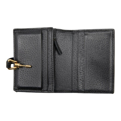 Gucci Jackie 1961 Bifold Compact Wallet 645536 Black Denim Leather