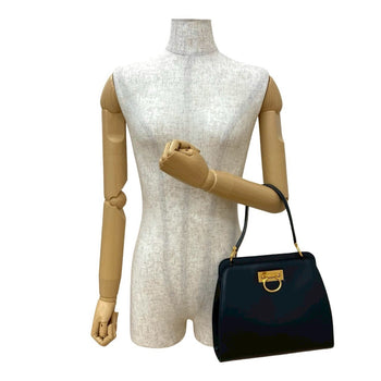 Celine Double-Faced Gancini Leather Handbag/Tote Bag In Navy Blue