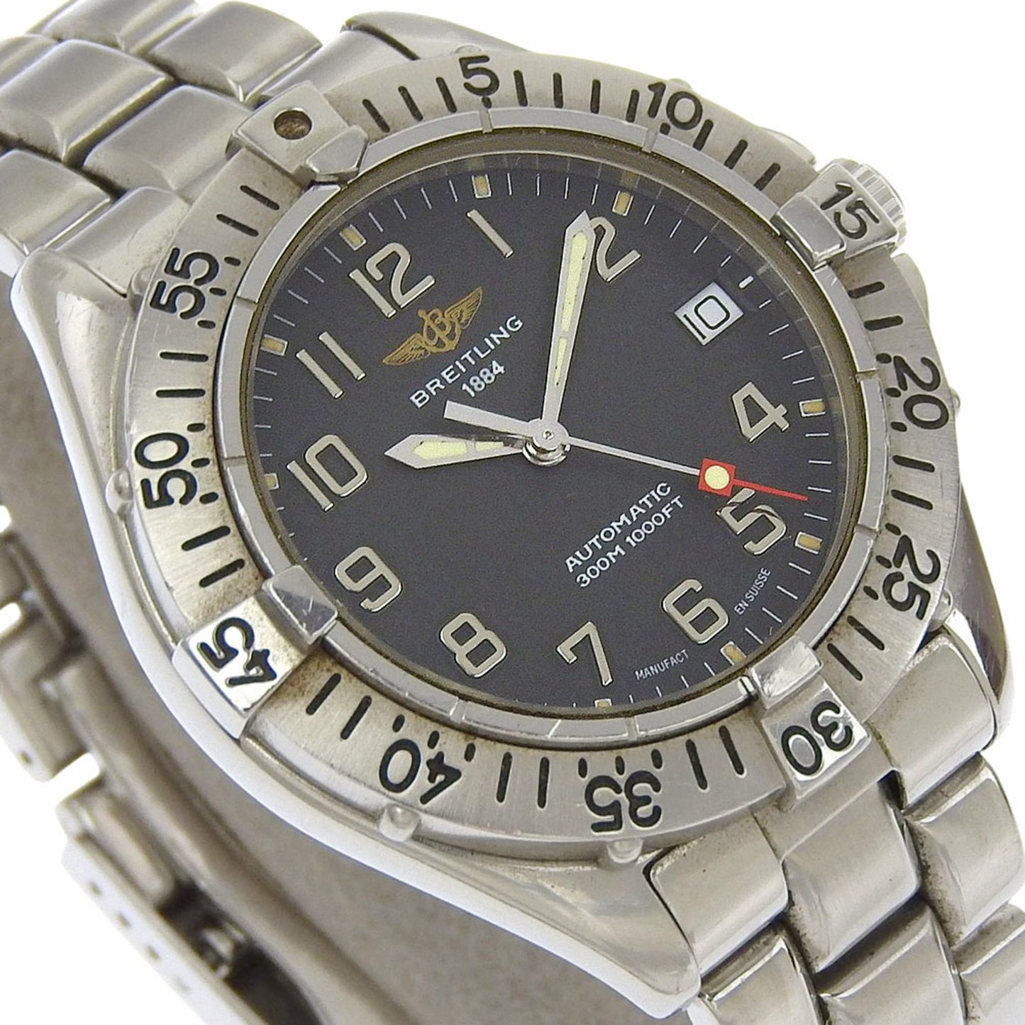 Breitling Colt Watch A17035 Stainless Steel Automatic Analog Display Black Dial