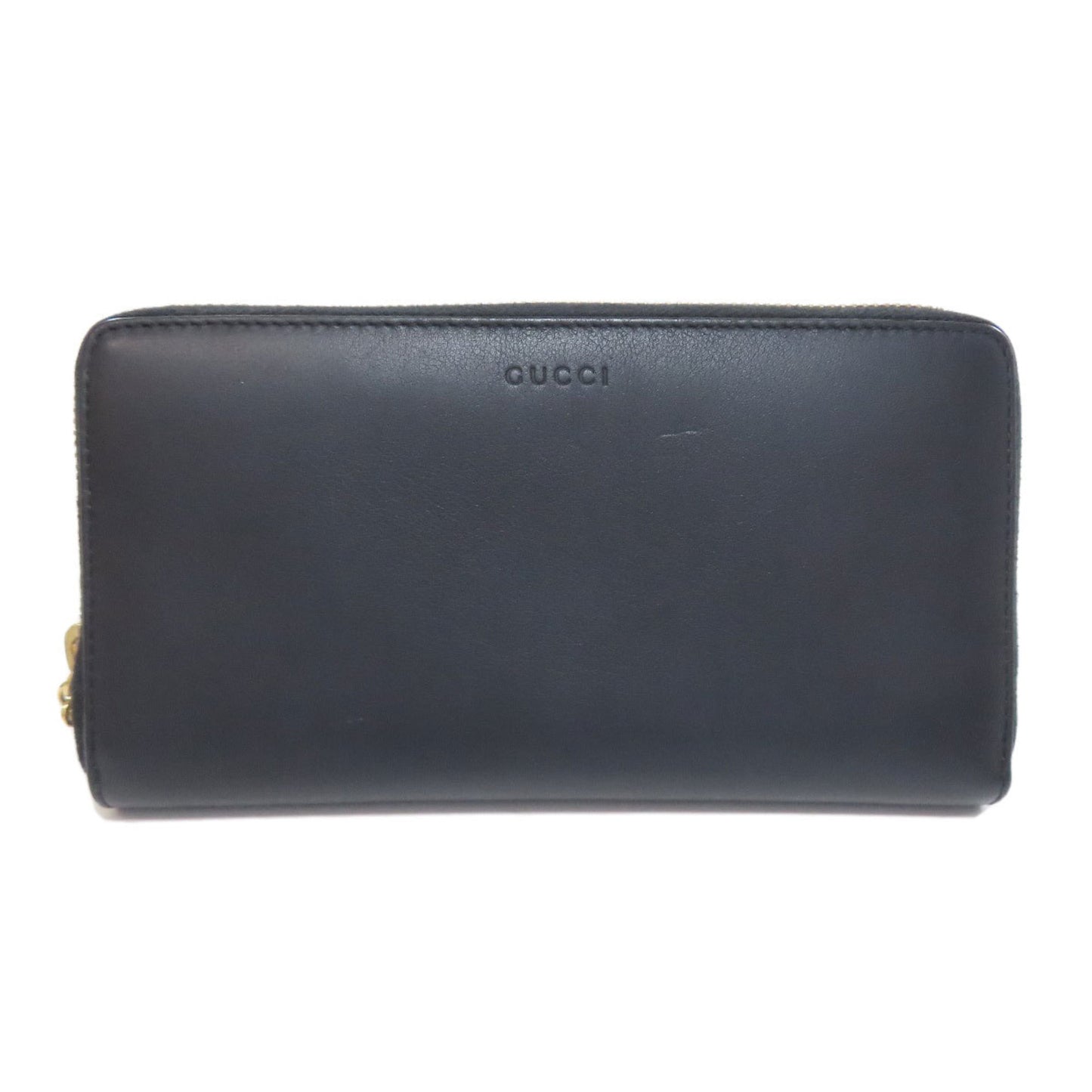 Gucci 453158 Nimfair Round Zipper Bamboo Long Wallet In Calfskin