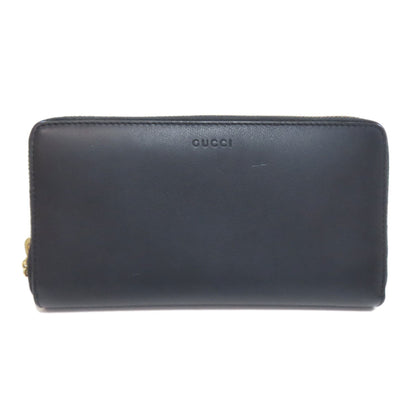 Gucci 453158 Nimfair Round Zipper Bamboo Long Wallet In Calfskin