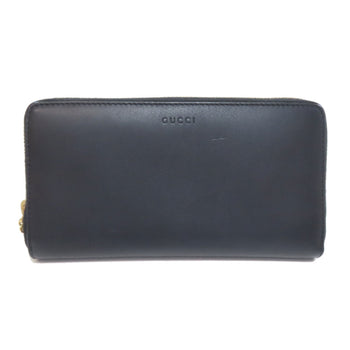 Gucci 453158 Nimfair Round Zipper Bamboo Long Wallet In Calfskin