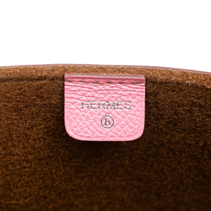 Hermes Petit H Tote Pm Bag Handbag Pink Brown Felt Epsom Leather