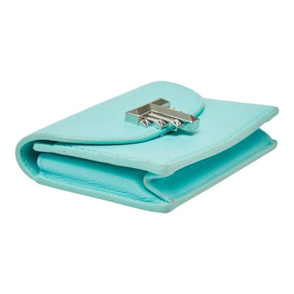 Tiffany & Co. T Deco Business Card Case/Card Case/Pass Case In Blue Leather