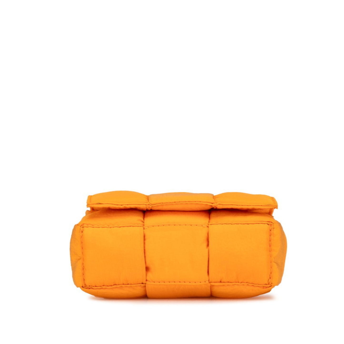 Bottega Veneta Maxi Intrecciato Padded Tech Cassette Shoulder Bag Orange Nylon